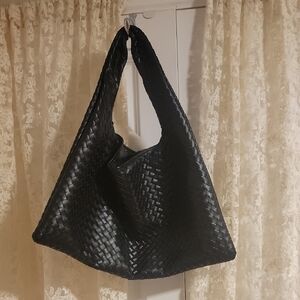 Elegant Black Leather  Tote Bag